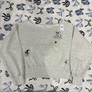 Hollister Light Gray Sweatshirt with Snoopy Embroidery
